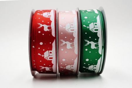 Rentier & Weihnachtsband für das Zuhause auf einseitigem Satinband